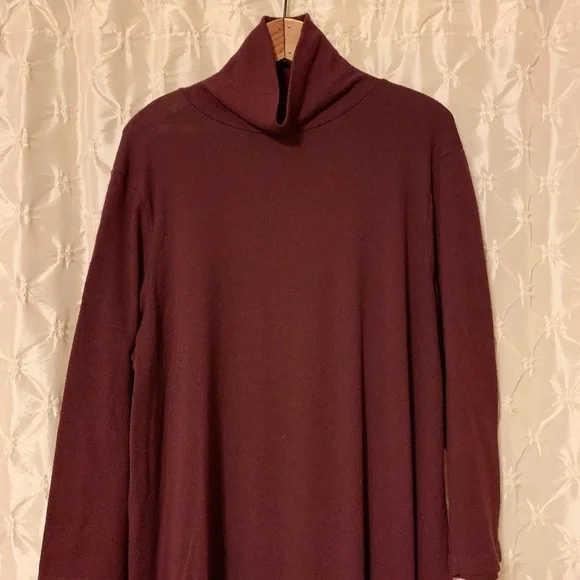 American Eagle Dress Burgundy Soft Swing Knit Mock Neck - Picture 3 of 10